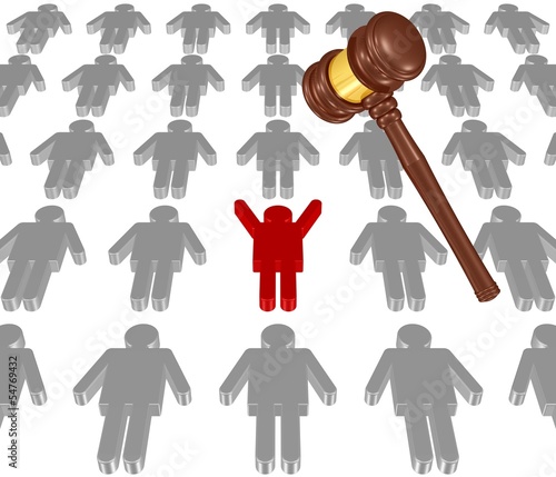 Illustration: Opfer der Justiz oder Verurteilung eines Straftäters Opfer der Justiz oder Verurteilung eines Straftäters