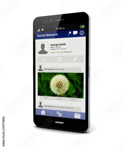 Illustration: social network smart phone social network smart phone