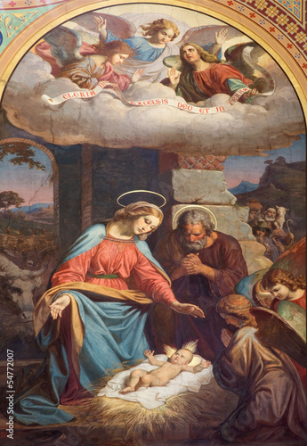 Photo: Vienna - Fresco of Nativity in Altlerchenfelder church Vienna - Fresco of Nativity in Altlerchenfelder church