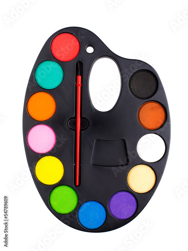 Photo: Plastic art palette with paint Plastic art palette with paint