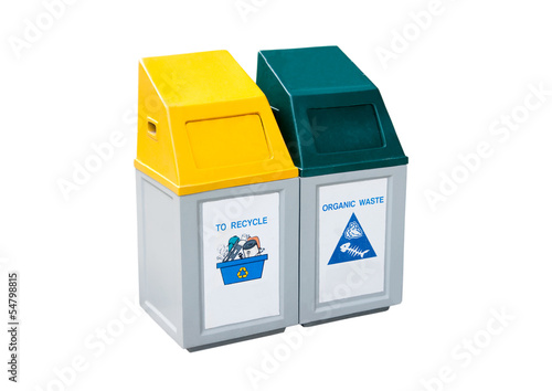 Photo: Recycle bins isolated on white background horizontal Recycle bins isolated on white background horizontal