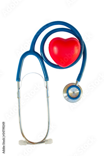 Photo: Blue stethoscope with red heart Blue stethoscope with red heart
