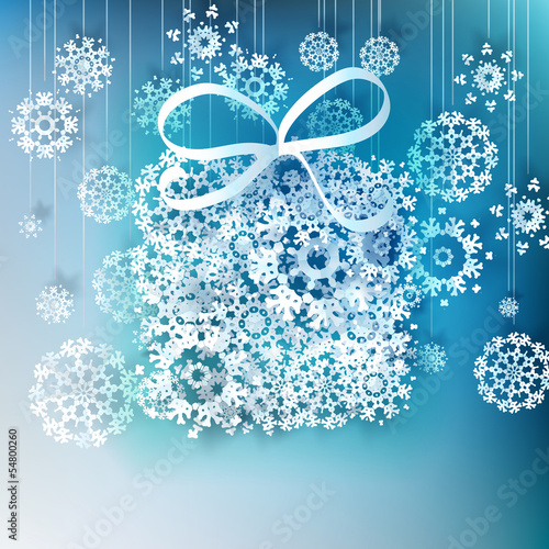Vector: Christmas gift box made from snowflakes. Christmas gift box made from snowflakes.