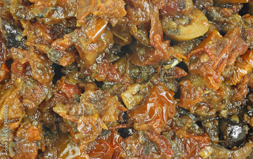 Photo: Tomato Olive Bruschetta up Close Tomato Olive Bruschetta up Close