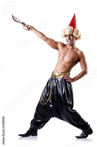 Photo: Pirate with dagger isolated on the white Pirate with dagger isolated on the white