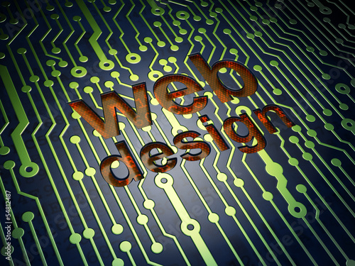 Illustration: SEO web development concept: Web Design on circuit board backgro SEO web development concept: Web Design on circuit board backgro