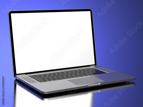 Illustration: Modern Laptop on a blue background. Modern Laptop on a blue background.