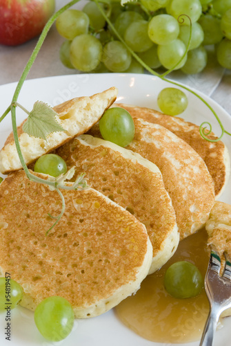 Photo: pancakes with grapes pancakes with grapes