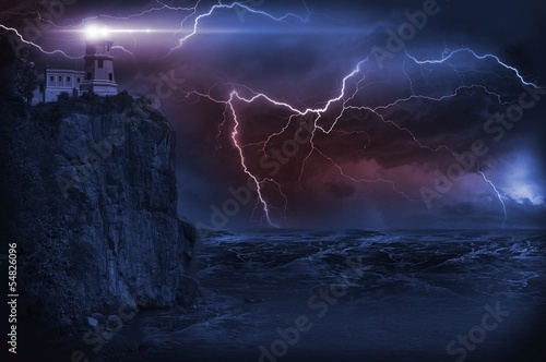 Illustration: Storm and Lighthouse Storm and Lighthouse