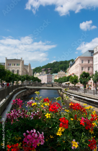 Photo: Karlovy Vary, river over flowers Karlovy Vary, river over flowers