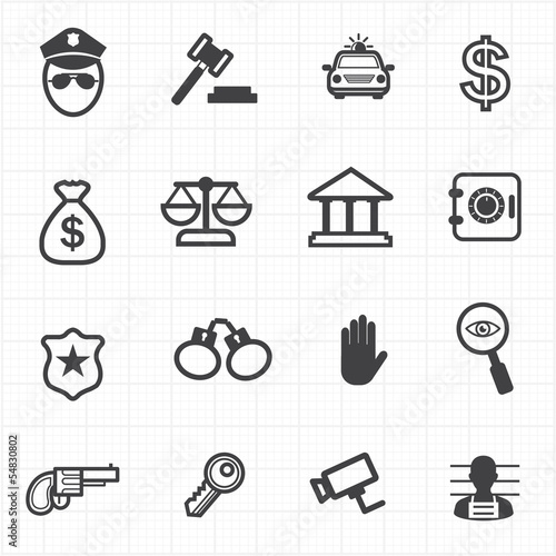 Vector: Law justice icons set Law justice icons set