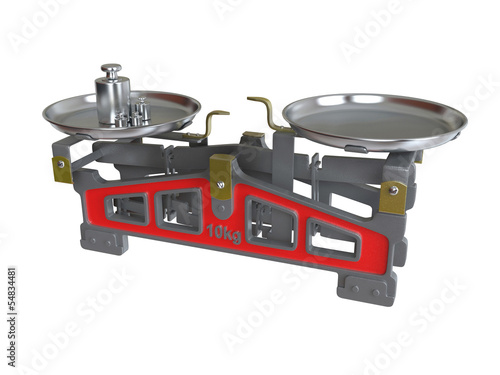 Illustration: Vintage balance scale. 3D image Vintage balance scale. 3D image