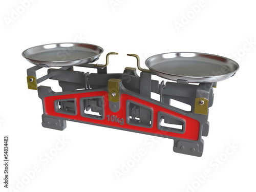 Illustration: Vintage balance scale. 3D image Vintage balance scale. 3D image