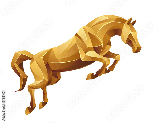 Vector: Golden horse jumping Golden horse jumping