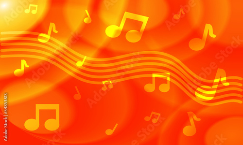 Vector: Orange Colored Musical Background Orange Colored Musical Background