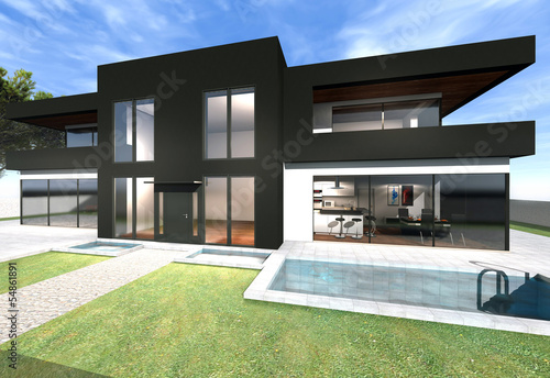 Illustration: villa with pool villa with pool