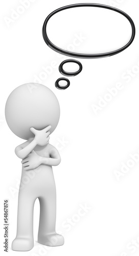 Illustration: Think Bubble.The Dude and Think Bubble. Black, Copy space. Think Bubble.The Dude and Think Bubble. Black, Copy space.