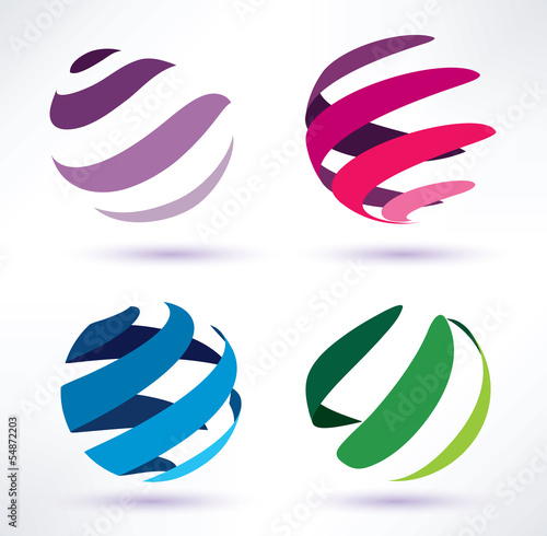 Vector: set of 3d abstract globe icons set of 3d abstract globe icons