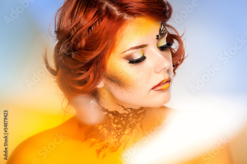 Photo: pretty woman with beautiful fantasy make-up - beauty shot pretty woman with beautiful fantasy make-up - beauty shot