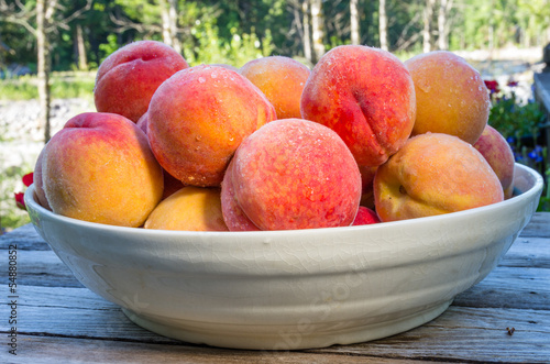 Photo: Bowl of fresh yellow peaches Bowl of fresh yellow peaches