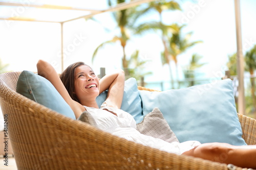 Photo: Sofa Woman relaxing enjoying luxury lifestyle Sofa Woman relaxing enjoying luxury lifestyle