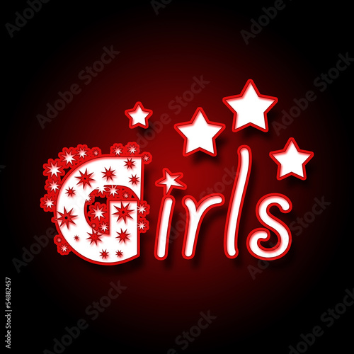 Illustration: Girls in Red Black Background Girls in Red Black Background
