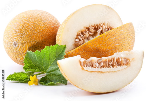 Photo: Melon with slices and leaves Melon with slices and leaves