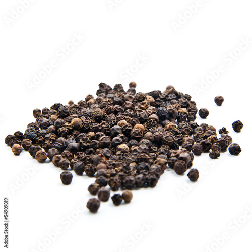 Photo: Black pepper isolated on the white background Black pepper isolated on the white background