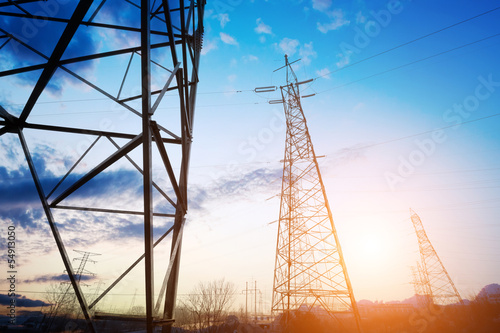 Photo: High-voltage tower sky background High-voltage tower sky background
