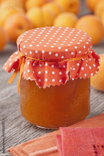 Photo: Apricot jam and fruits Apricot jam and fruits