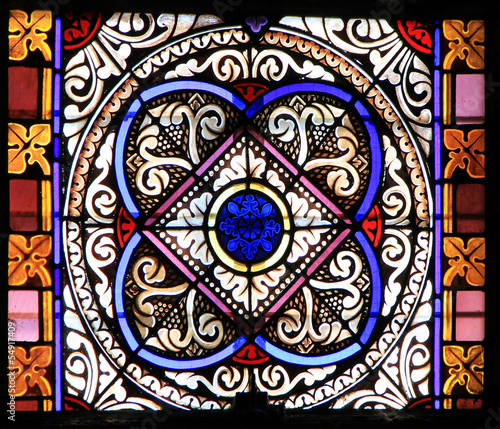 Photo: Colourful seamless stained glass in Chusclan, France Colourful seamless stained glass in Chusclan, France