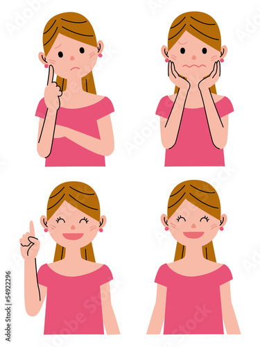Illustration: 女性 表情 半袖 女性 表情 半袖