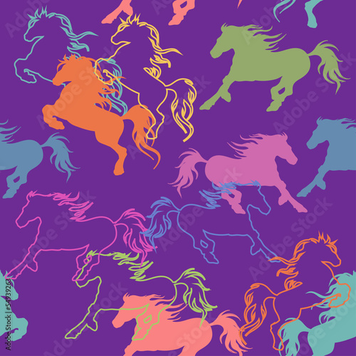 Vector: Seamless pattern of racing horses Seamless pattern of racing horses