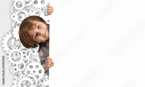 Photo: Boy with a blank billboard Boy with a blank billboard