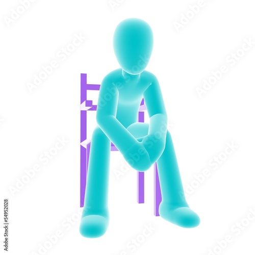 Illustration: blue person sitting B blue person sitting B