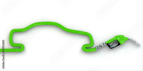 Illustration: Gas pump nozzle and a silhoutte of car. Gas pump nozzle and a silhoutte of car.