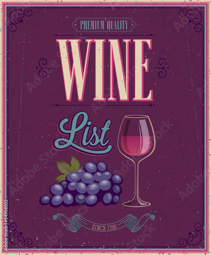 Vector: Vintage Wine List Poster. Vector illustration. Vintage Wine List Poster. Vector illustration.