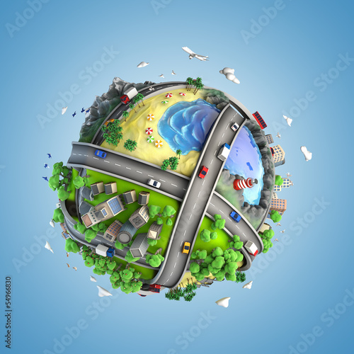 Illustration: globe concept of the world and life styles globe concept of the world and life styles