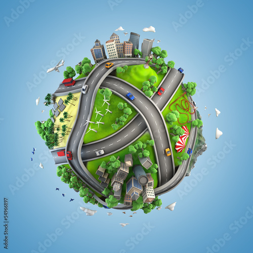 Illustration: globe concept of the world and life styles globe concept of the world and life styles