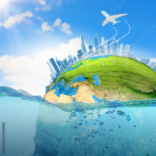 Photo: Earth planet in water Earth planet in water