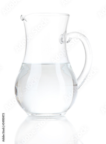 Photo: Glass pitcher of water isolated on white Glass pitcher of water isolated on white