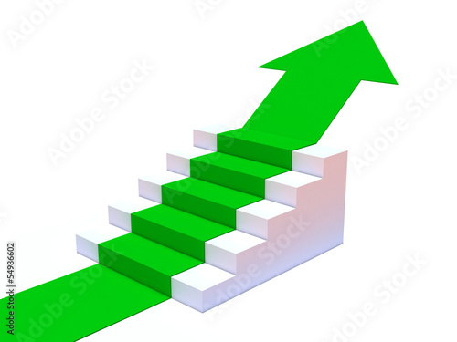 Illustration: Green arrow climbs upwards Green arrow climbs upwards