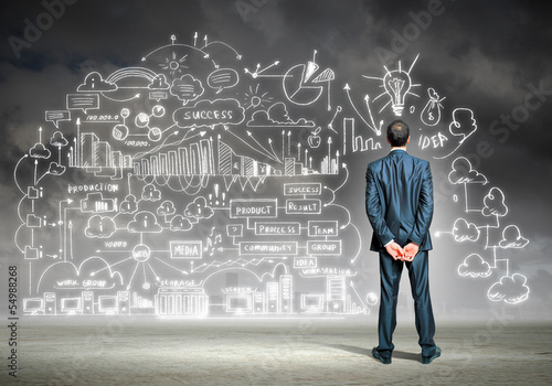 Photo: Businessman and business sketch Businessman and business sketch