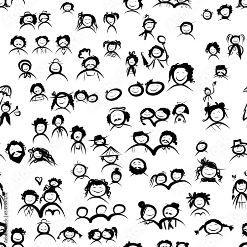 Vector: Funny people, seamless pattern for your design Funny people, seamless pattern for your design