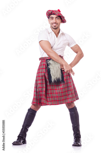 Photo: Funny scotsman dancing on white Funny scotsman dancing on white