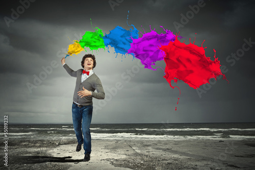 Photo: Young man and colour splash Young man and colour splash