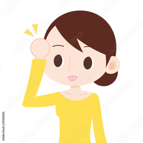 Illustration: 女性 上半身 舌を出す 女性 上半身 舌を出す