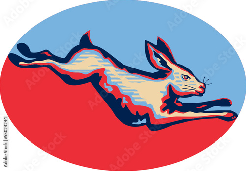 Vector: Rabbit Jumping Side Retro Rabbit Jumping Side Retro