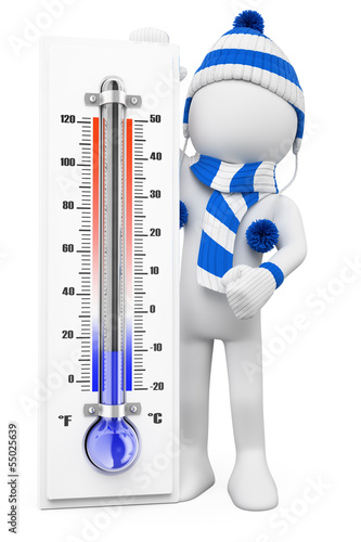 Illustration: 3D white people. Winter cold days 3D white people. Winter cold days
