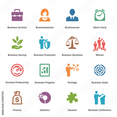 Vector: Business Icons Set 1 - Colored Series Business Icons Set 1 - Colored Series